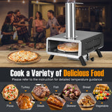 Horno de pizza portátil para exteriores, estufa de pizza de pellets de madera con piedra de pizza giratoria redonda de 12 pulgadas