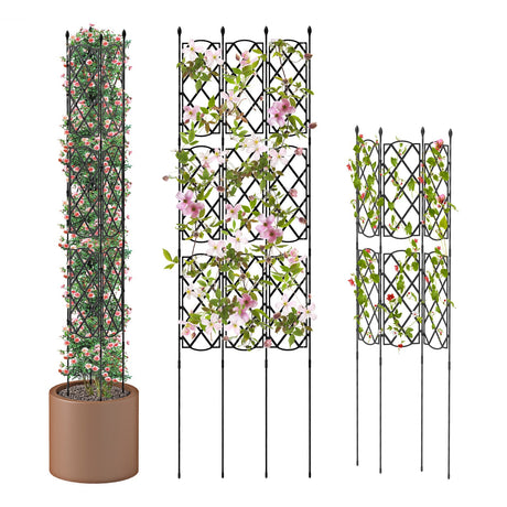 Paquete de 3 soportes para plantas de exterior para arriates elevados