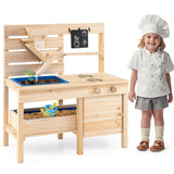 Cocina de juguete para exterior con arenero desmontable y fregadero extraíble - Natural