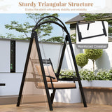 Outdoor Porch Swing with Removable Cushions and Side Tables for Garden Balcony-Black