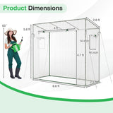 Outdoor Portable Walk-in Greenhouse with PE Cover Heavy-Duty Metal Frame Roll-up Zipper Door