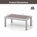Mesa de centro rectangular para exteriores con tablero de cristal templado para piscina de jardín - Gris