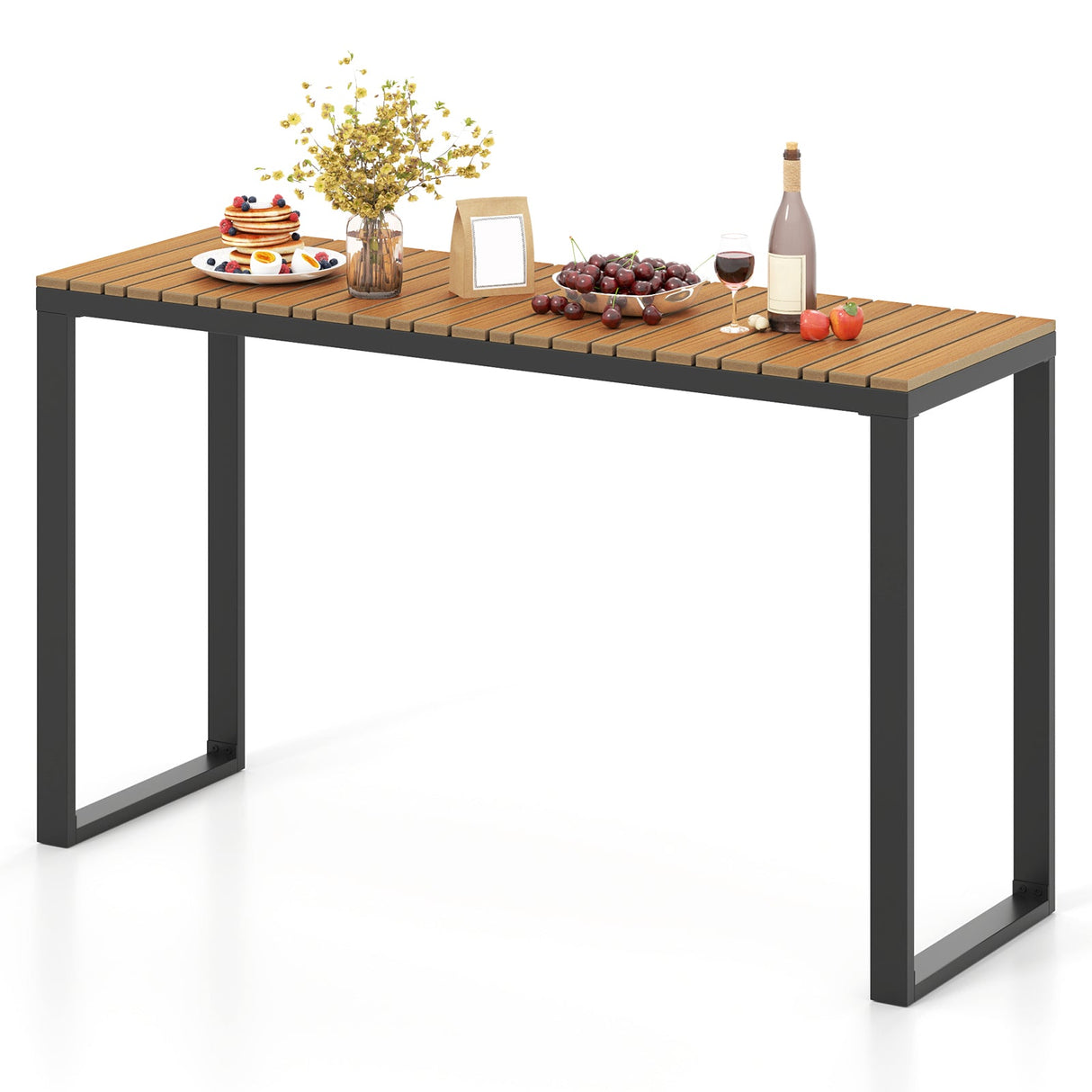 Mesa Consola Rectangular para Exteriores con Tablero de WPC de Larga Duración