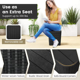 Mesa auxiliar de resina para exterior con tapa extraíble y detalles de mimbre tejido