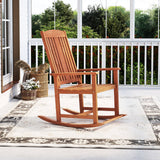 Mecedora de exterior de madera maciza con respaldo alto y asiento de lamas