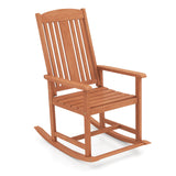 Mecedora de exterior de madera maciza con respaldo alto y asiento de lamas