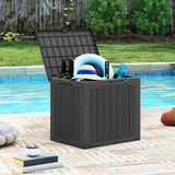 Outdoor Storage Box 25 Gallon Deck Box with Lockable Lid and Wicker-woven Texture