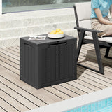 Outdoor Storage Box 25 Gallon Deck Box with Lockable Lid and Wicker-woven Texture