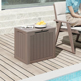 Outdoor Storage Box 25 Gallon Deck Box with Lockable Lid and Wicker-woven Texture