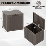 Outdoor Storage Box 25 Gallon Deck Box with Lockable Lid and Wicker-woven Texture