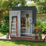 Cobertizo de almacenamiento exterior de 1,5 x 0,9 metros con techo inclinado y puerta con cerradura - Gris