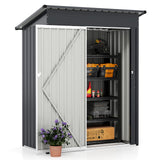 Cobertizo de almacenamiento exterior de 1,5 x 0,9 metros con techo inclinado y puerta con cerradura - Gris