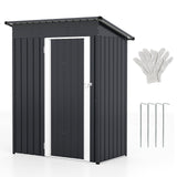 Cobertizo de almacenamiento exterior de 1,5 x 0,9 metros con techo inclinado y puerta con cerradura - Gris