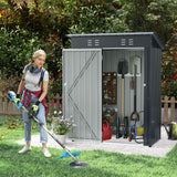 Cobertizo de almacenamiento exterior de 1,5 x 0,9 metros con techo inclinado y puerta con cerradura - Gris