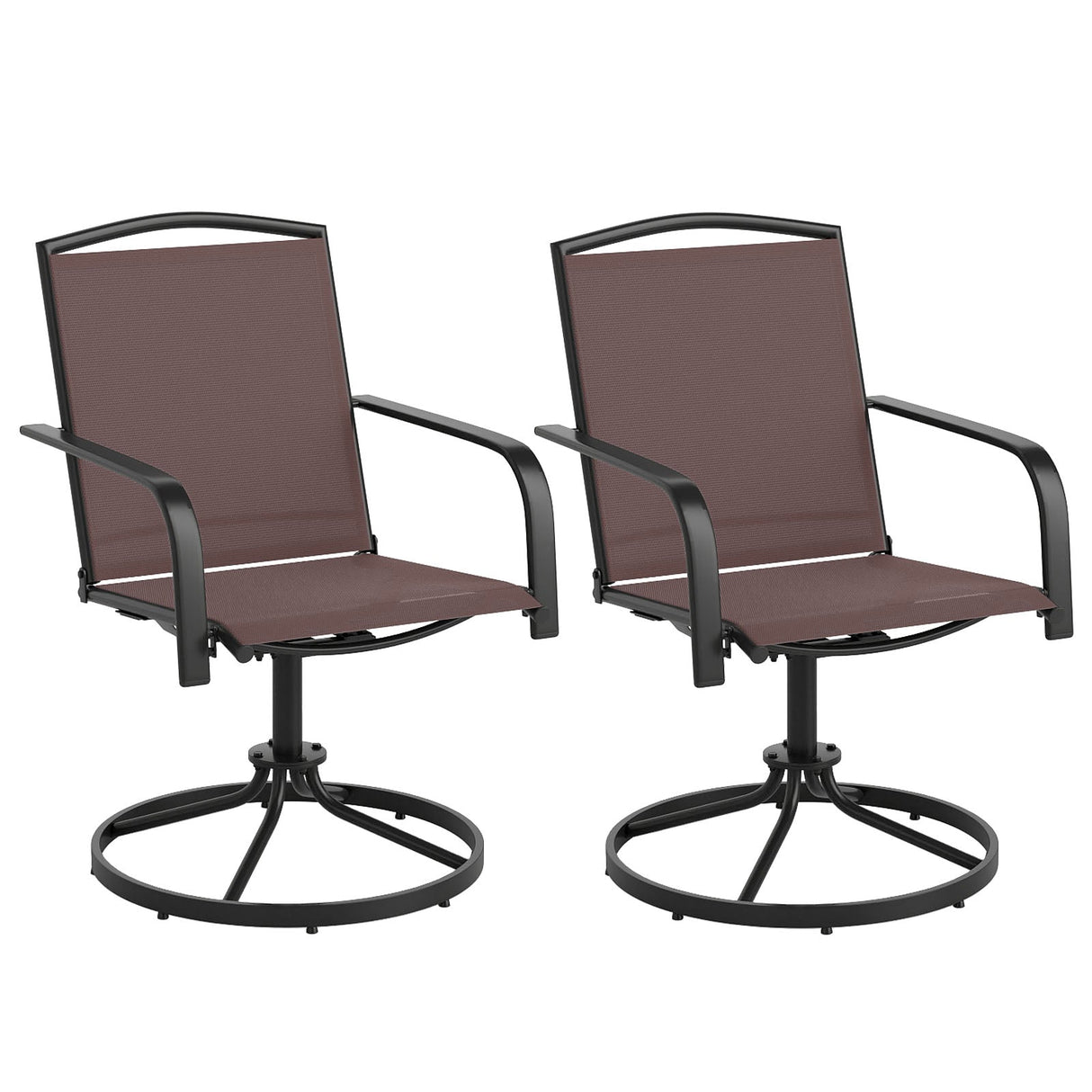 Juego de 2 sillas giratorias de exterior con respaldo alto y asiento transpirable