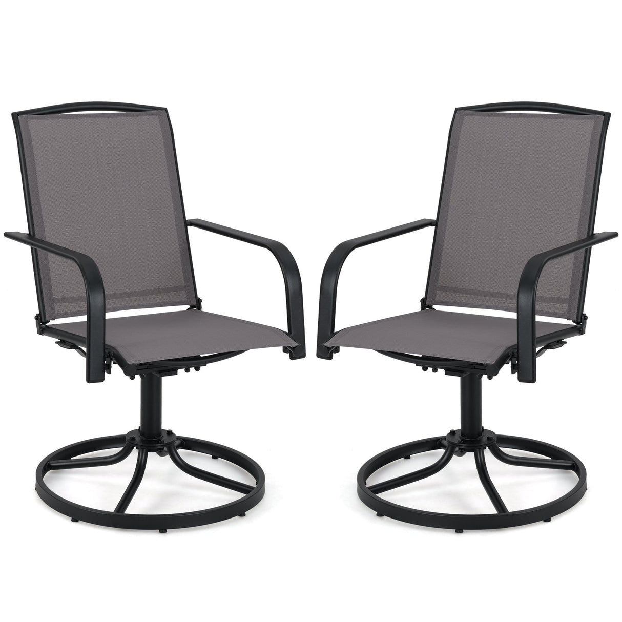 Juego de 2 sillas giratorias de exterior con respaldo alto y asiento transpirable