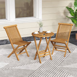 Outdoor Teak Wood Chairs Set of 2 with Slatted Seat and Backrest