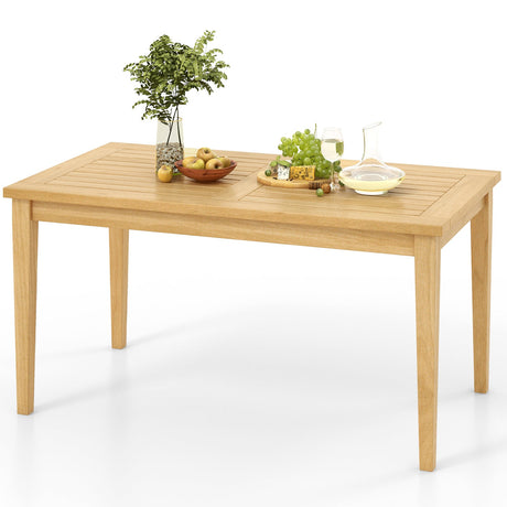 Mesa de centro de madera de teca para exterior de 20 x 35.5 pulgadas con tablero de listones para balcón