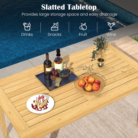 Mesa de centro de madera de teca para exterior de 20 x 35.5 pulgadas con tablero de listones para balcón