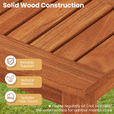 Outdoor Wood Bench 2-Person Backless Patio Garden Bench with Slatted Seat