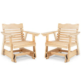 Outdoor Wood Rocking Chair with High Back and Widened Armrests