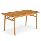 Mesa de comedor de madera para exteriores con orificio para sombrilla y base estable