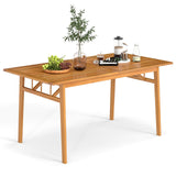 Mesa de comedor de madera para exteriores con orificio para sombrilla y base estable