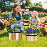 Juego de 3 jardineras de madera para exterior con orificios de drenaje
