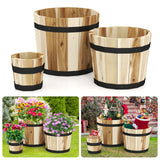 Juego de 3 jardineras de madera para exterior con orificios de drenaje