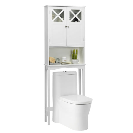Mueble de almacenamiento de baño de 2 puertas sobre el inodoro con estante ajustable
