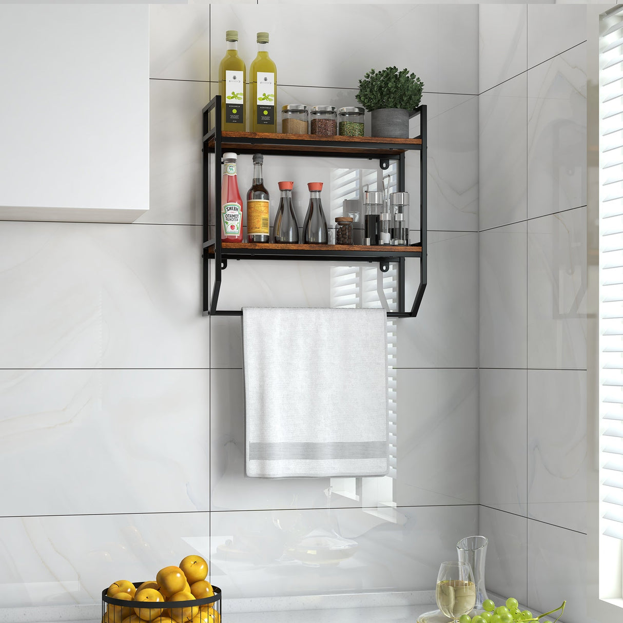 Estante de pared para baño sobre el inodoro con marco de metal