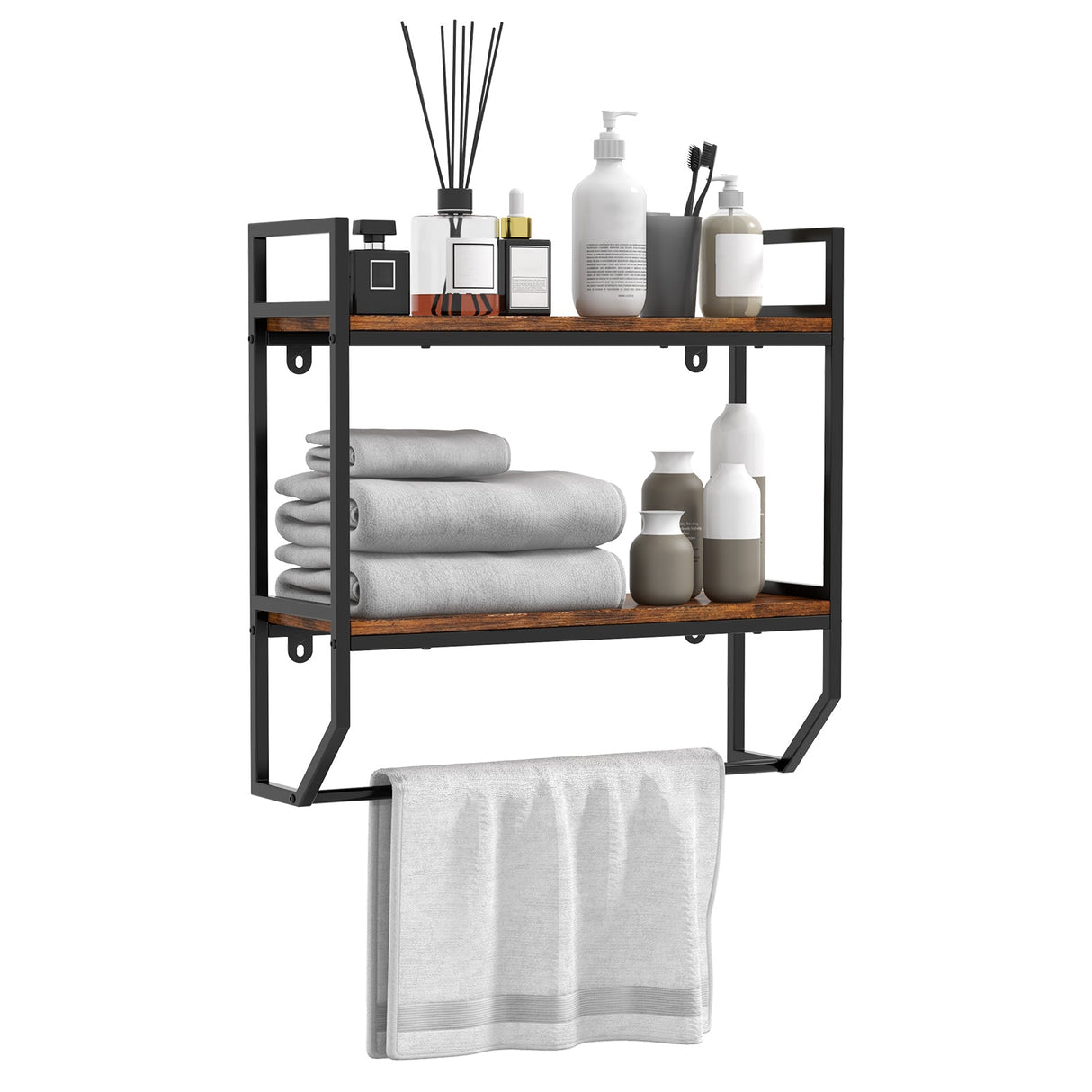 Estante de pared para baño sobre el inodoro con marco de metal