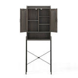 Organizador ahorrador de espacio para baño sobre el inodoro con gabinete y puertas dobles - Gris