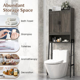 Organizador ahorrador de espacio para baño sobre el inodoro con gabinete y puertas dobles - Gris