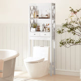 Over the Toilet Storage Rack Tall with Drawers Shelves and Adjustable Bottom Bar