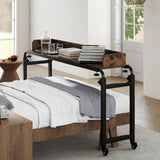 Escritorio de cama con ruedas tamaño Queen, escritorio móvil para cama con altura ajustable, marrón