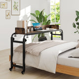 Escritorio de cama con ruedas tamaño Queen, escritorio móvil para cama con altura ajustable, marrón
