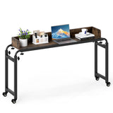 Escritorio de cama con ruedas tamaño Queen, escritorio móvil para cama con altura ajustable, marrón