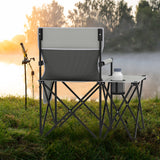 Sillón de camping extragrande con mesa lateral y 2 bolsillos de almacenamiento