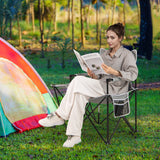Sillón de camping extragrande con mesa lateral y 2 bolsillos de almacenamiento