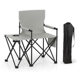 Sillón de camping extragrande con mesa lateral y 2 bolsillos de almacenamiento