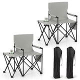 Sillón de camping extragrande con mesa lateral y 2 bolsillos de almacenamiento