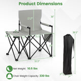 Sillón de camping extragrande con mesa lateral y 2 bolsillos de almacenamiento
