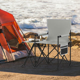 Sillón de camping extragrande con mesa lateral y 2 bolsillos de almacenamiento
