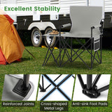 Sillón de camping extragrande con mesa lateral y 2 bolsillos de almacenamiento