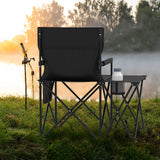 Sillón de camping extragrande con mesa lateral y 2 bolsillos de almacenamiento