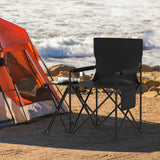 Sillón de camping extragrande con mesa lateral y 2 bolsillos de almacenamiento