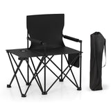 Sillón de camping extragrande con mesa lateral y 2 bolsillos de almacenamiento