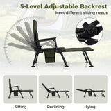 Oversized Foldable Fishing Chair with Detachable Footrest-Green