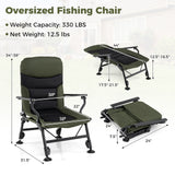Oversized Foldable Fishing Chair for Adults with Armrest-Green